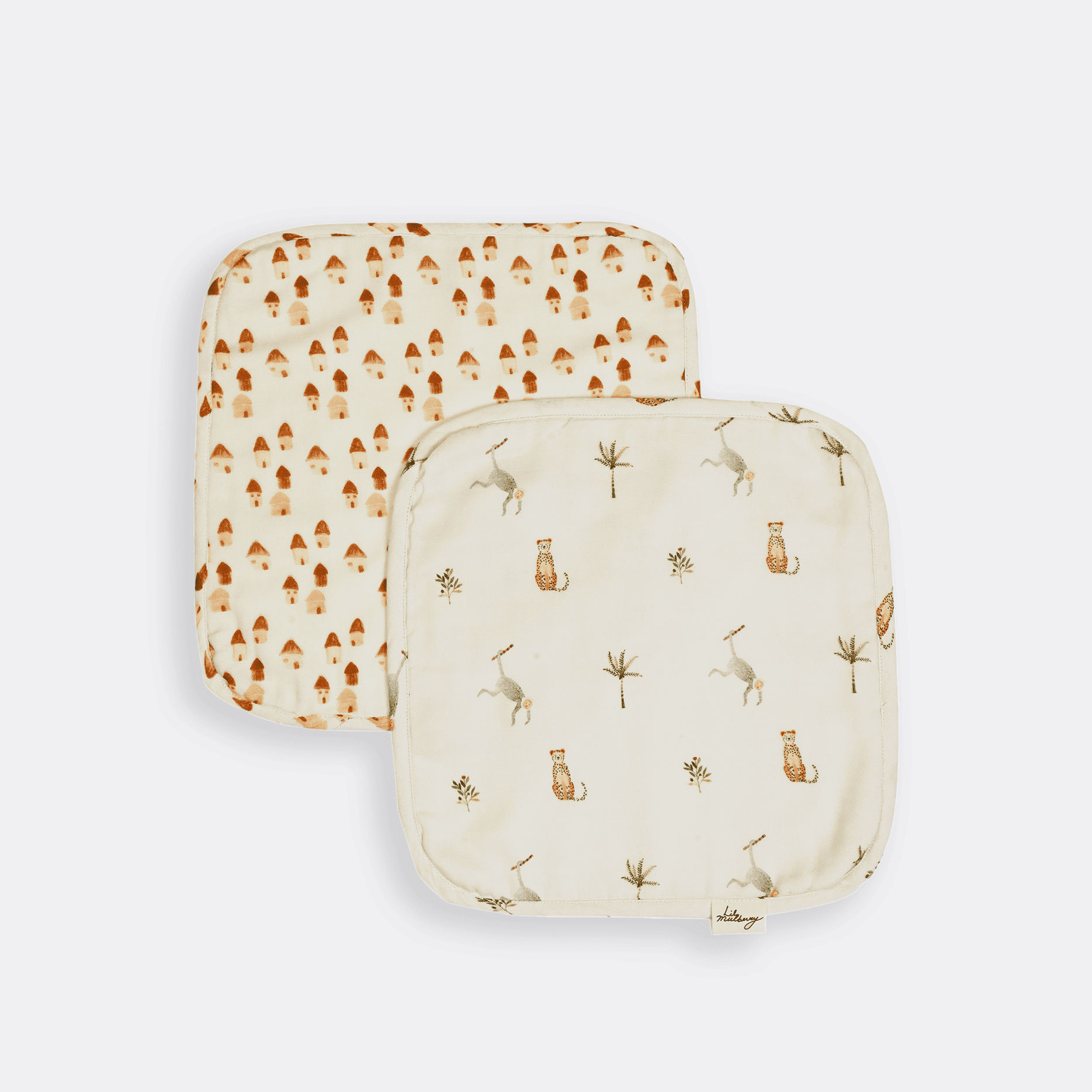 Monkey Cheetah Organic Washcloth Set